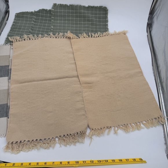 Vintage 90s Placemats Lot Of 10 Southwestern Monstera Plaid Cotton Table - Picture 6 of 16